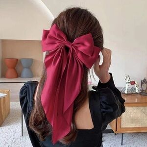 Scarlet Red Hair Bow. Satin Finish. Secure spring clip closure NEW